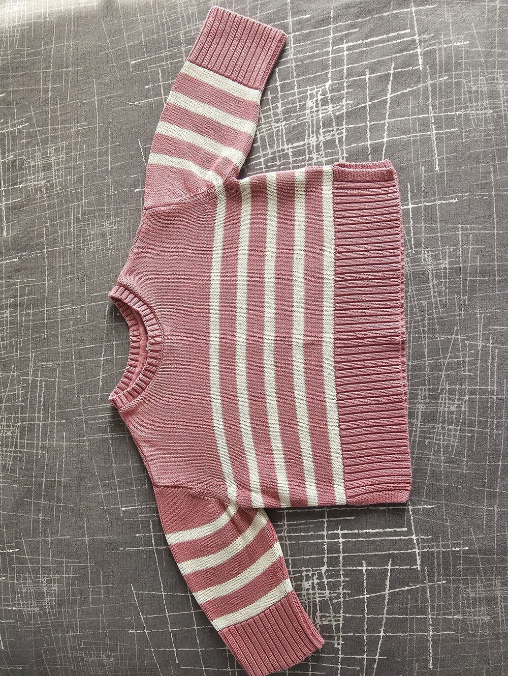GAP Toddler Pink and White Striped , Cotton, Oversized Sweater, 3 Years